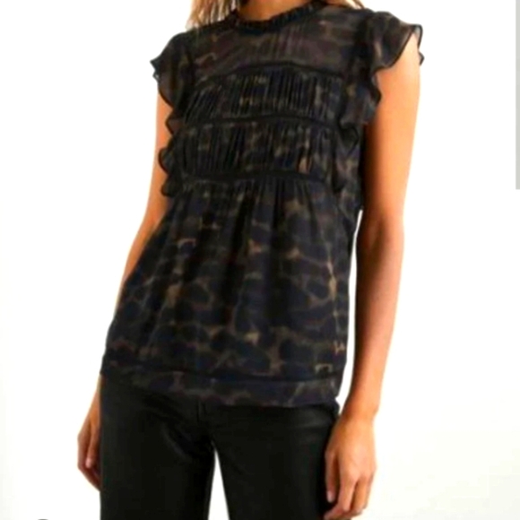 Rails Tops - Rails Filomena Umber Leopard Blouse size Large